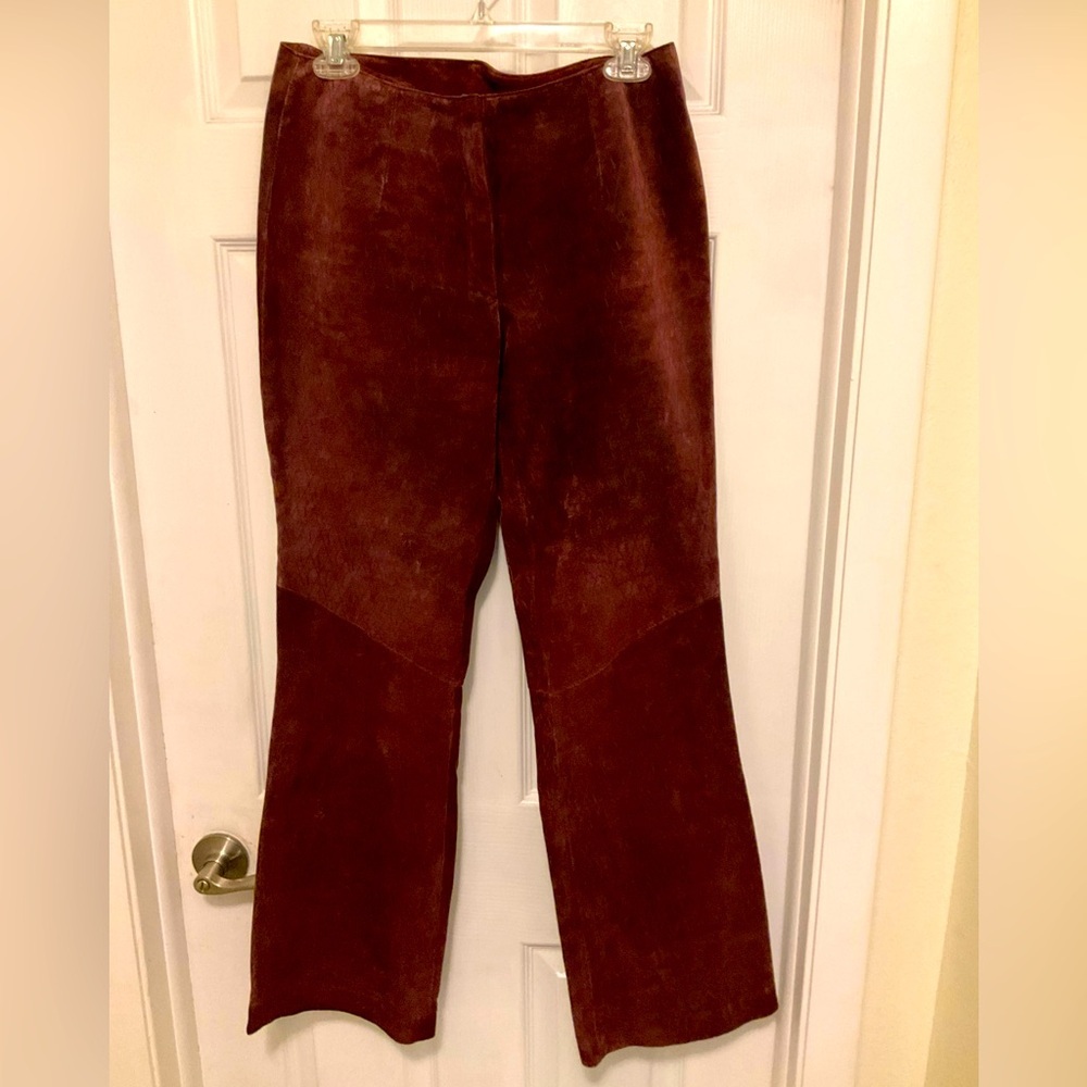 WILSONS LEATHER Venus Williams Purple Embos suede bootcut pants sz 8 vtg‎ 90/y2k